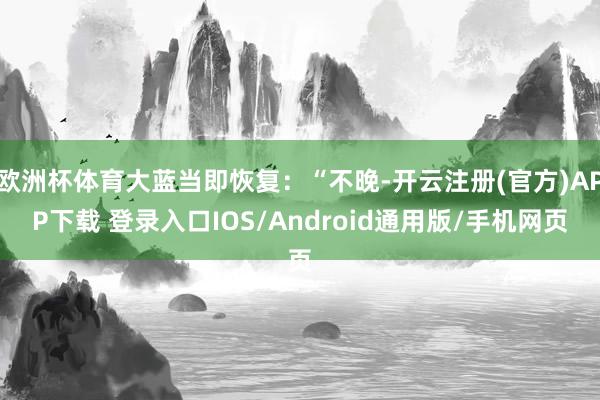 欧洲杯体育大蓝当即恢复：“不晚-开云注册(官方)APP下载 登录入口IOS/Android通用版/手机网页